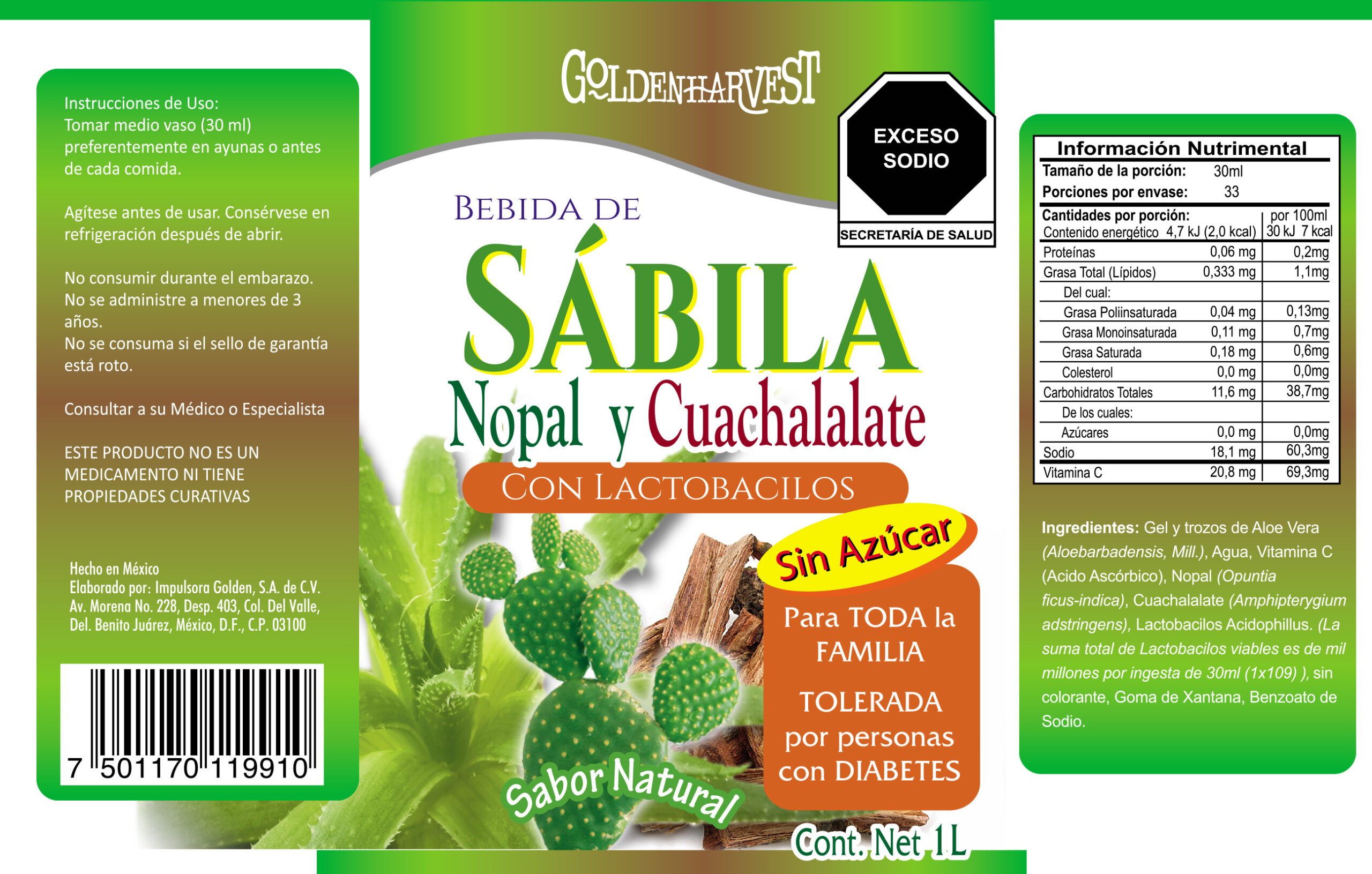 ALOE VERA CON CUACHALALATE Y NOPAL BEBIDA - Imagen 2